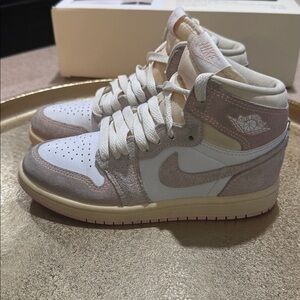 Air Jordan 1 High OG Pink and White Sneakers